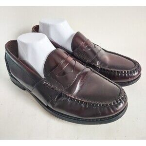 Russell Moccasin Co Red Leather Classic Penny Loafers Size 13 EE Wide Burgundy